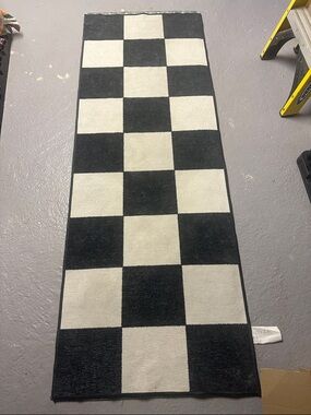 Ruggable Buffalo Check Black White Runner Rug Cover Only 2.5x7 Washable